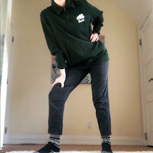 ON HOLD Roots Green Quarter Zip Sweater